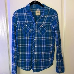 Hollister Blue & White Flannel